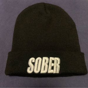 Black and White SOBER beanie.